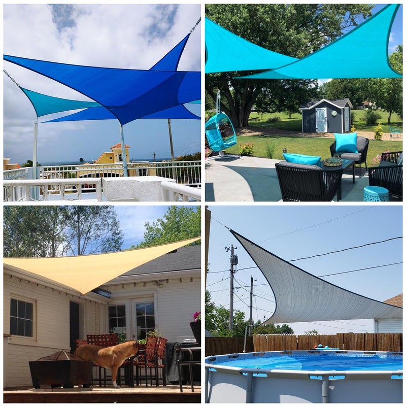 Patio Paradise 16' x 16' x 16' Sun Shade Sail Triangle Canopy Shade Cloth Fabric Sunlight Block Patio Pergola Cover HDPE Deck Awning for Outdoor Backyard Roof Shading, Turquoise - Image 2